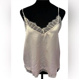 Christian Lacroix Cream Lace Trim Satin Camisole Top